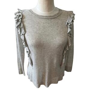 Rebecca Taylor Romantic ruffle detail crewneck sweater gray S